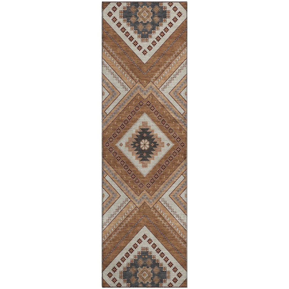 Premium Machine Washable Mayfield AMF1010 Copper 2'3" x 7'6" Runner Rug. Picture 1
