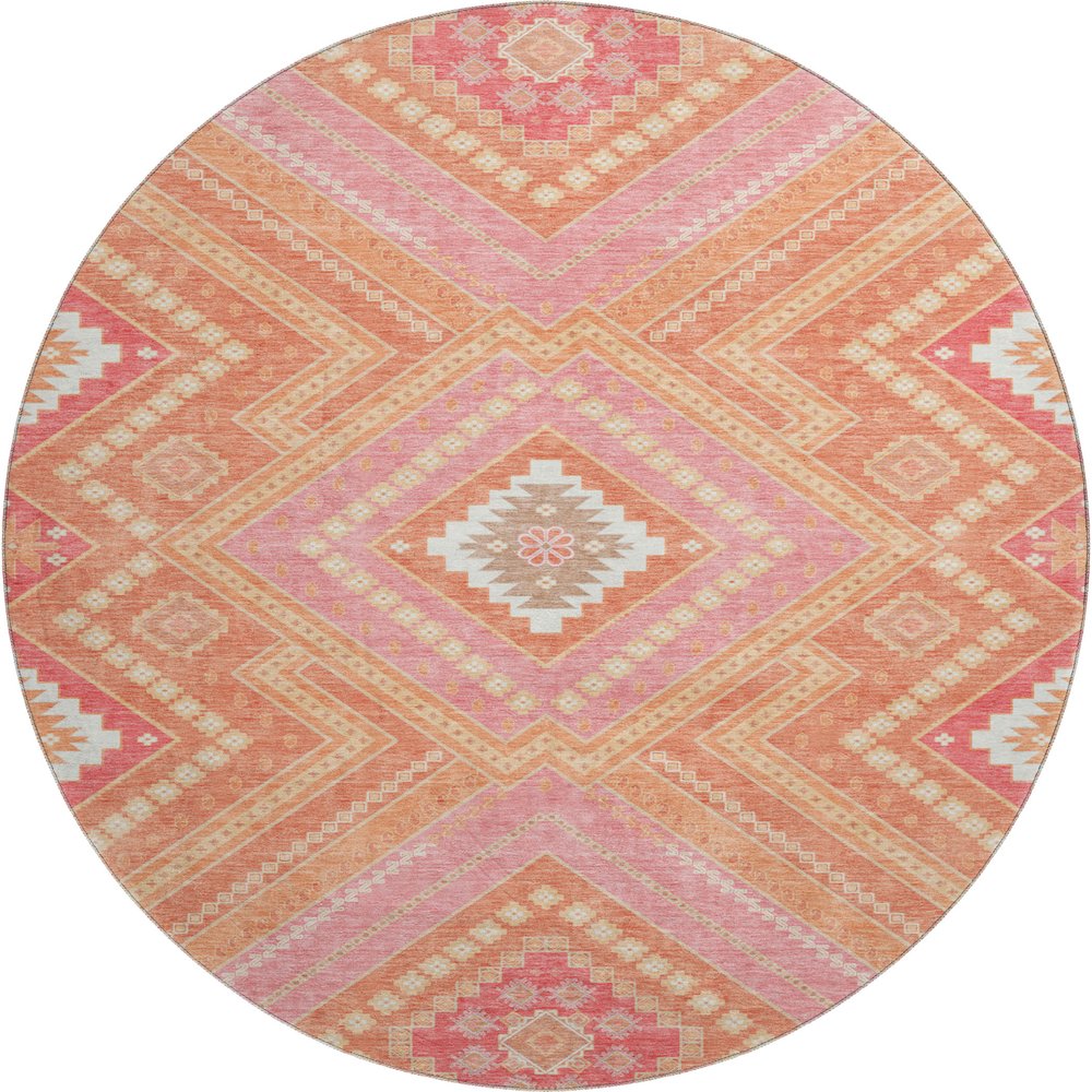 Premium Machine Washable Mayfield AMF1010 Coral 8' x 8' Round Rug. Picture 1
