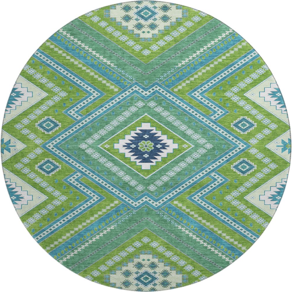Premium Machine Washable Mayfield AMF1010 Lime 8' x 8' Round Rug. Picture 1