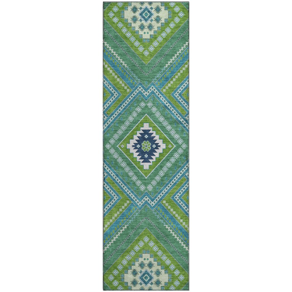 Premium Machine Washable Mayfield AMF1010 Lime 2'3" x 7'6" Runner Rug. Picture 1