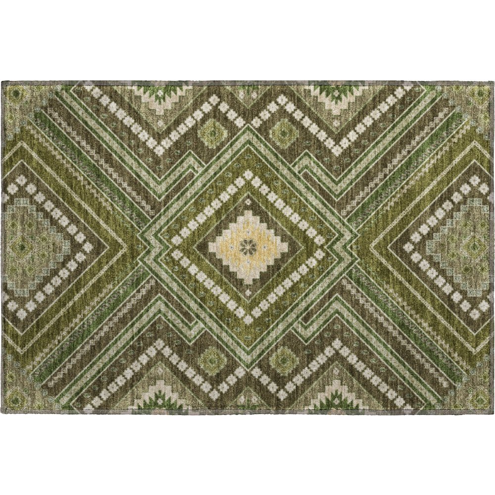 Premium Machine Washable Mayfield AMF1010 Olive 1'8" x 2'6" Rug. Picture 1