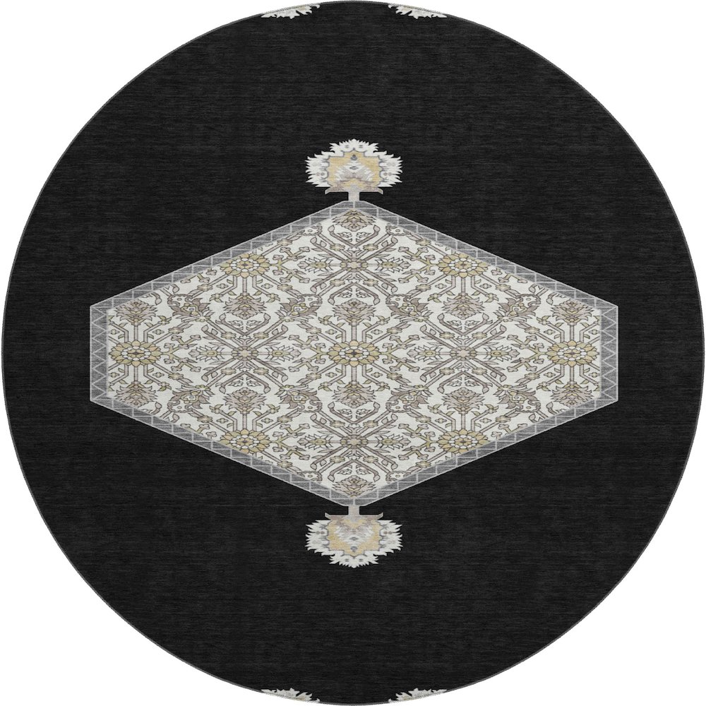 Premium Machine Washable Mayfield AMF1011 Black 8' x 8' Round Rug. Picture 1