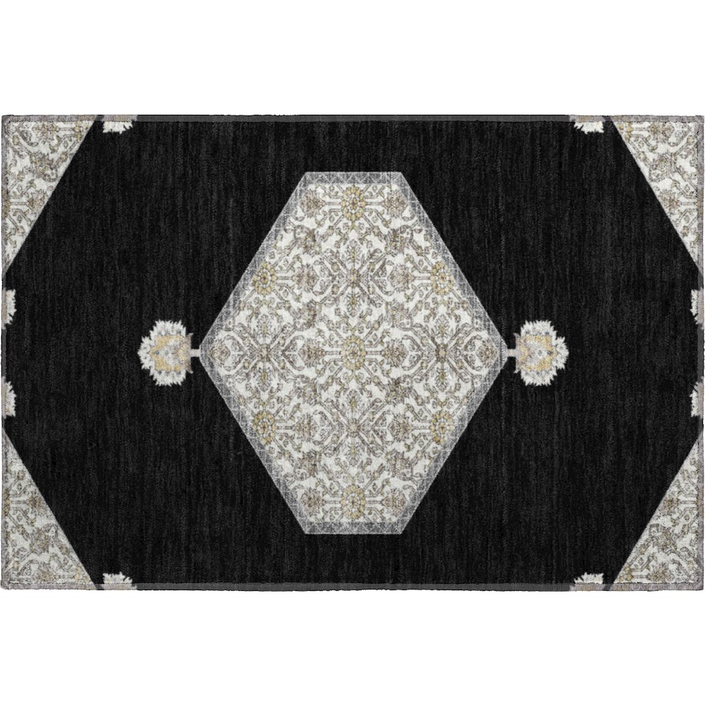 Premium Machine Washable Mayfield AMF1011 Black 1'8" x 2'6" Rug. Picture 1