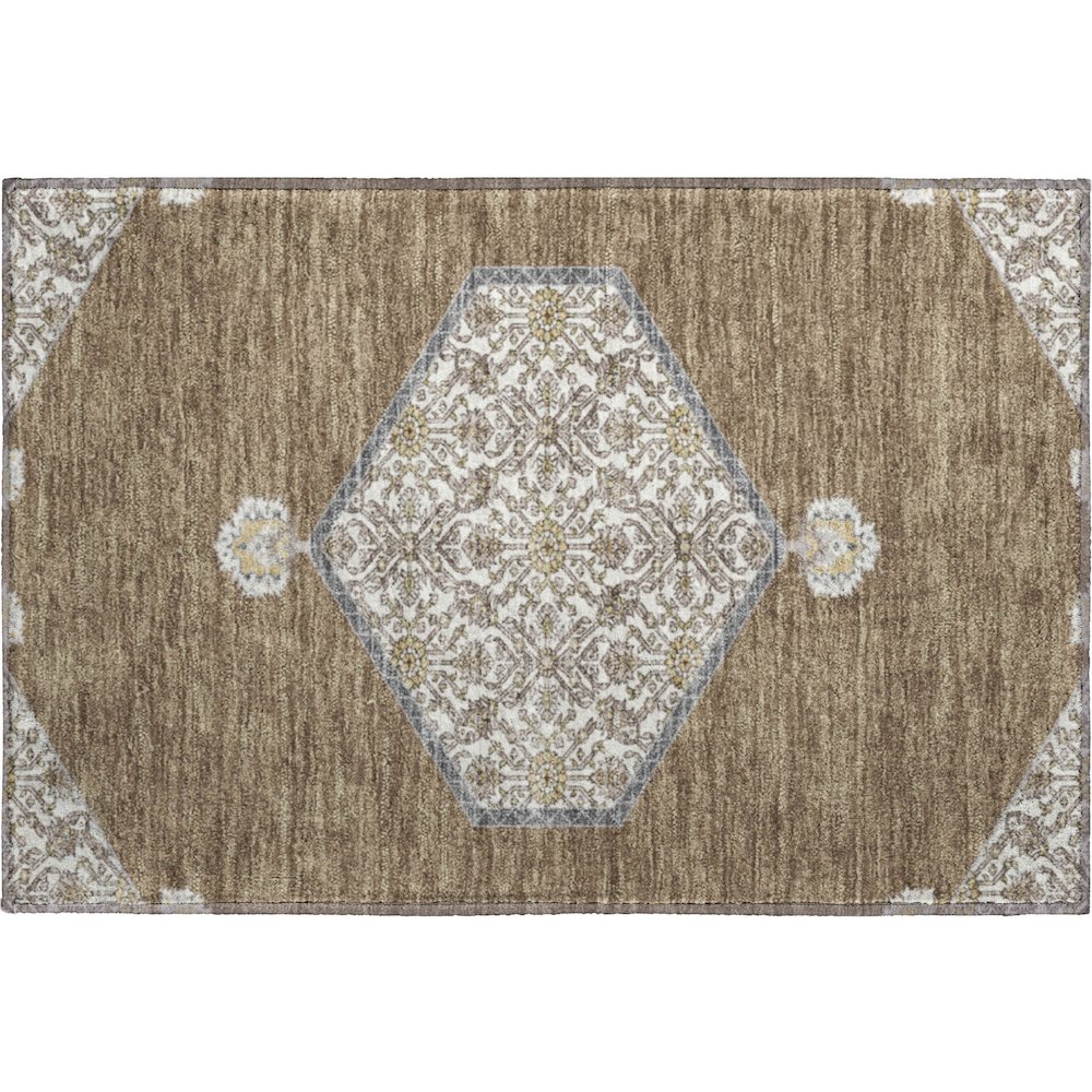 Premium Machine Washable Mayfield AMF1011 Brown 1'8" x 2'6" Rug. Picture 1