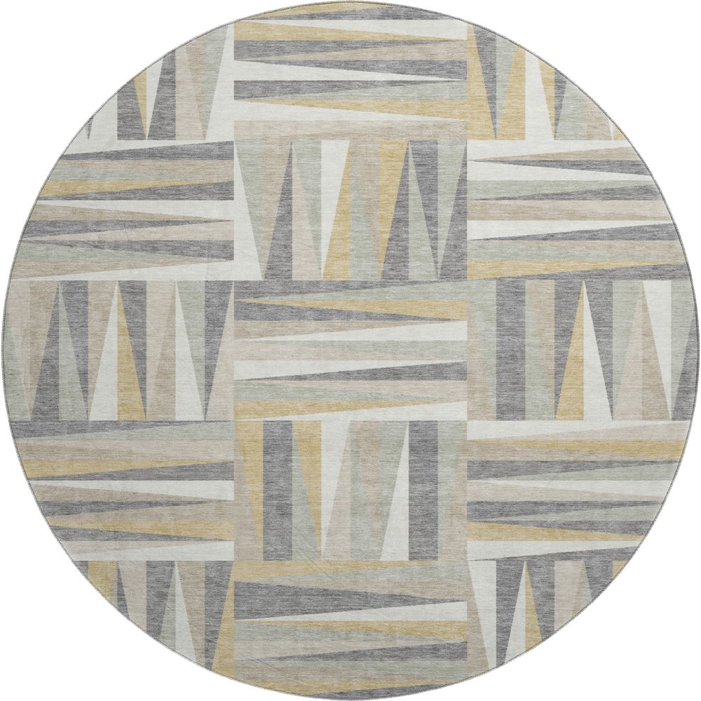 Premium Machine Washable Mayfield AMF1012 Beige 8' x 8' Round Rug. Picture 1