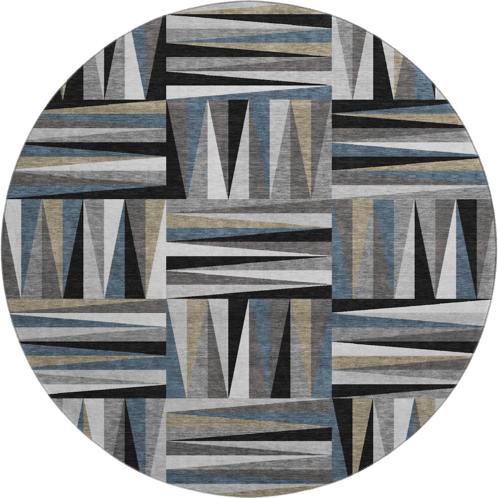 Premium Machine Washable Mayfield AMF1012 Black 8' x 8' Round Rug. Picture 1