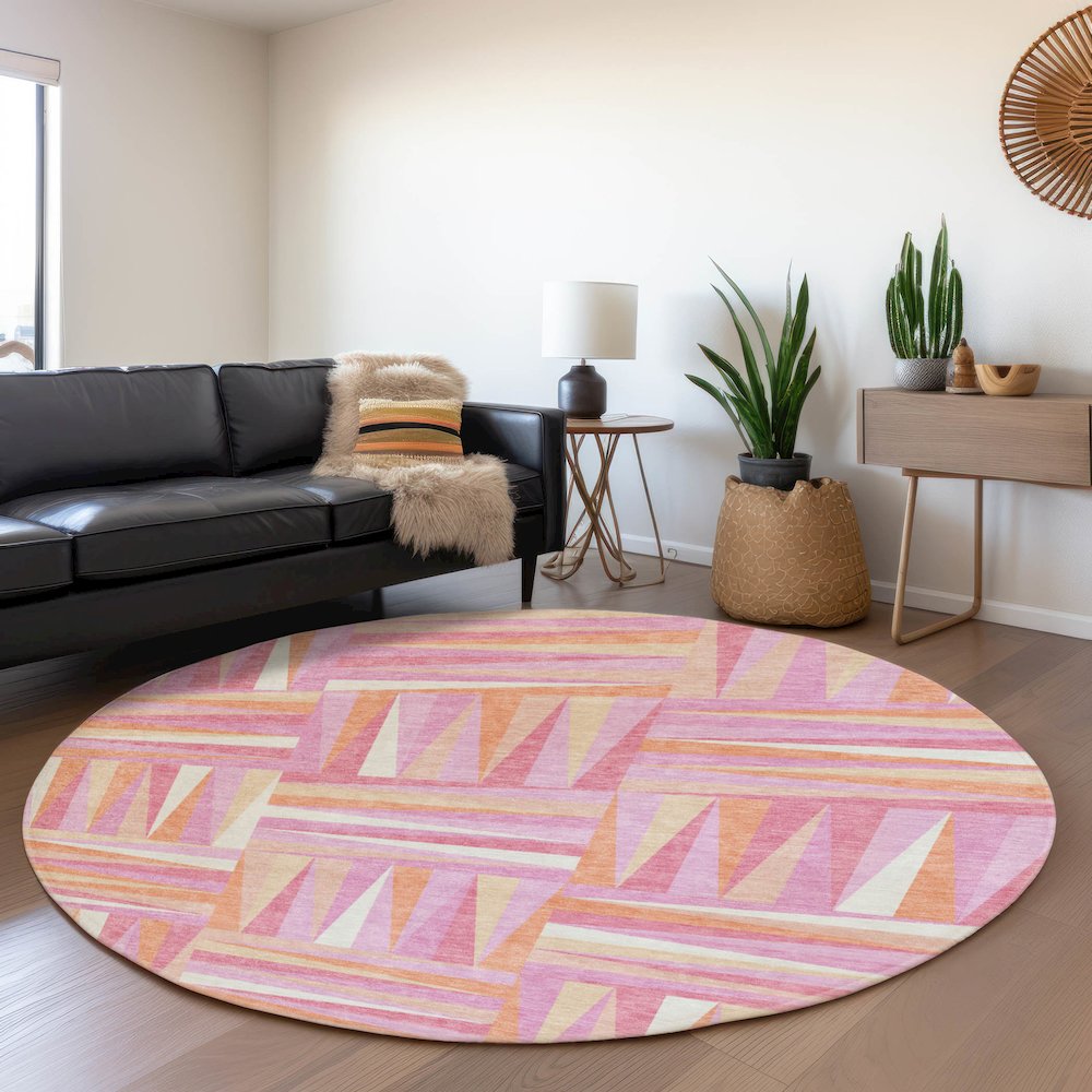 Premium Machine Washable Mayfield AMF1012 Blush 8' x 8' Round Rug. Picture 5