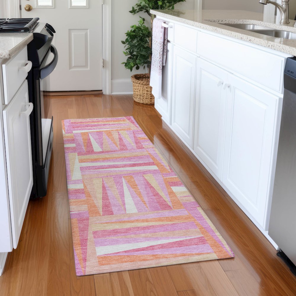 Premium Machine Washable Mayfield AMF1012 Blush 2'3" x 7'6" Runner Rug. Picture 5