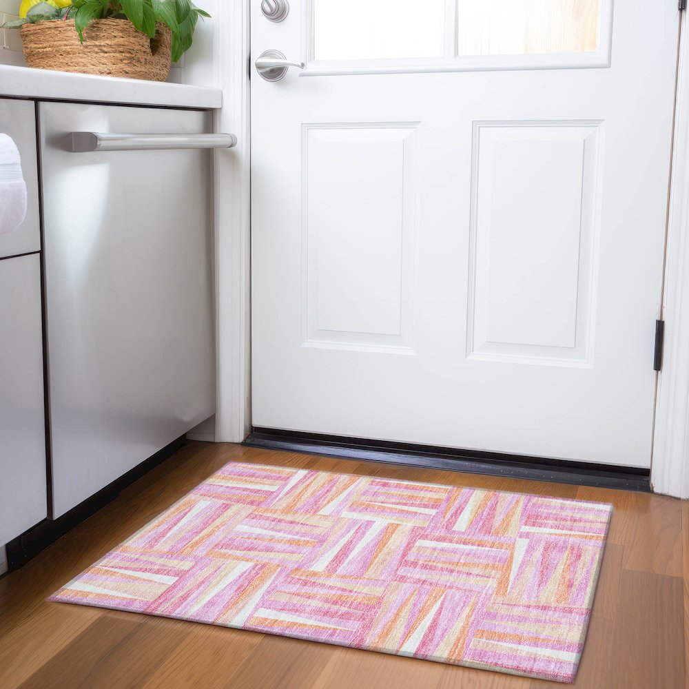 Premium Machine Washable Mayfield AMF1012 Blush 1'8" x 2'6" Rug. Picture 5
