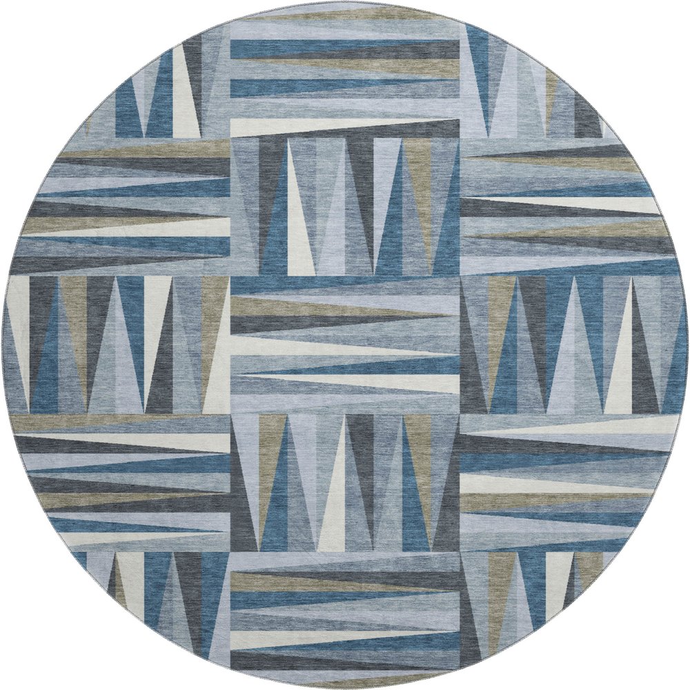 Premium Machine Washable Mayfield AMF1012 Denim 8' x 8' Round Rug. Picture 1