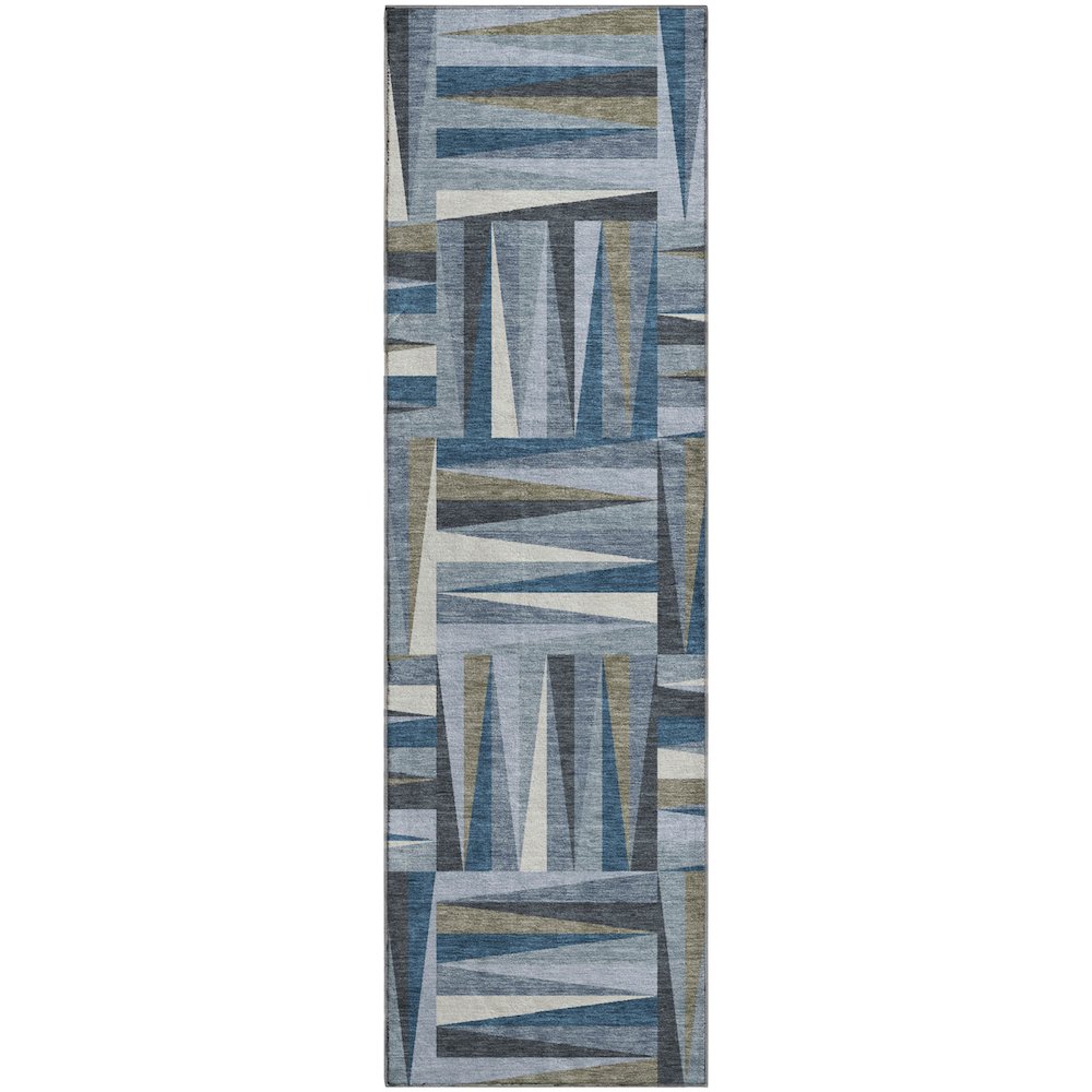 Premium Machine Washable Mayfield AMF1012 Denim 2'3" x 7'6" Runner Rug. Picture 1