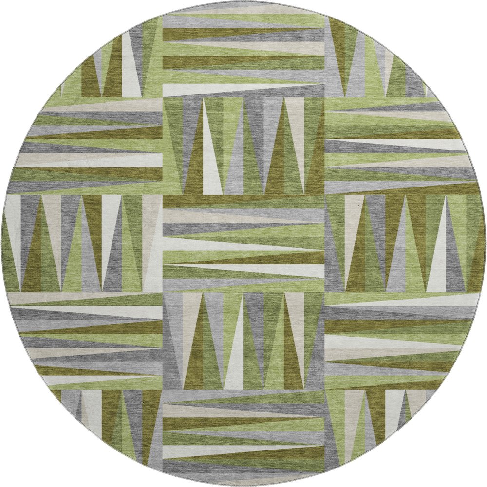 Premium Machine Washable Mayfield AMF1012 Green 8' x 8' Round Rug. Picture 1