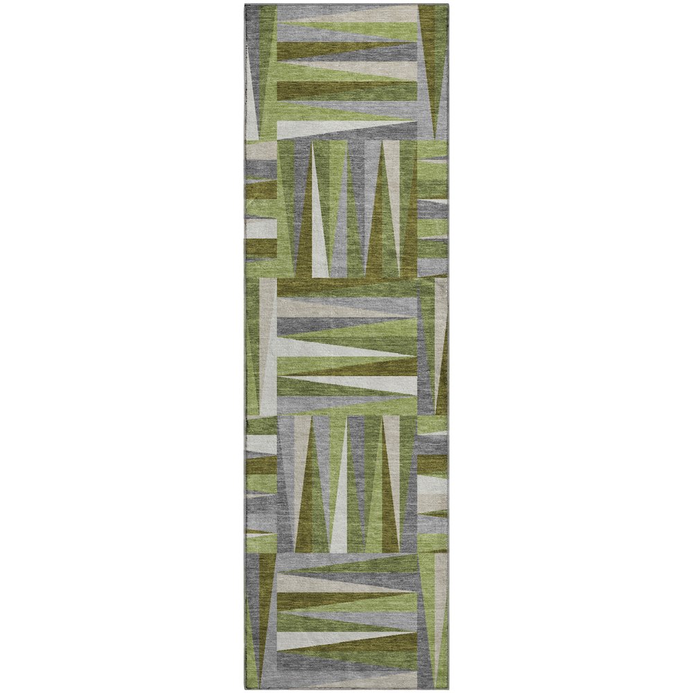 Premium Machine Washable Mayfield AMF1012 Green 2'3" x 7'6" Runner Rug. Picture 1