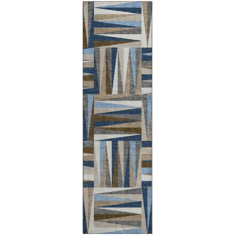 Premium Machine Washable Mayfield AMF1012 Navy 2'3" x 7'6" Runner Rug. Picture 1