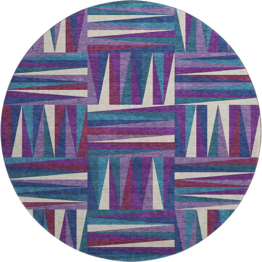 Premium Machine Washable Mayfield AMF1012 Purple 8' x 8' Round Rug. Picture 1