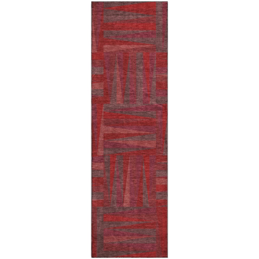 Premium Machine Washable Mayfield AMF1012 Red 2'3" x 7'6" Runner Rug. Picture 1