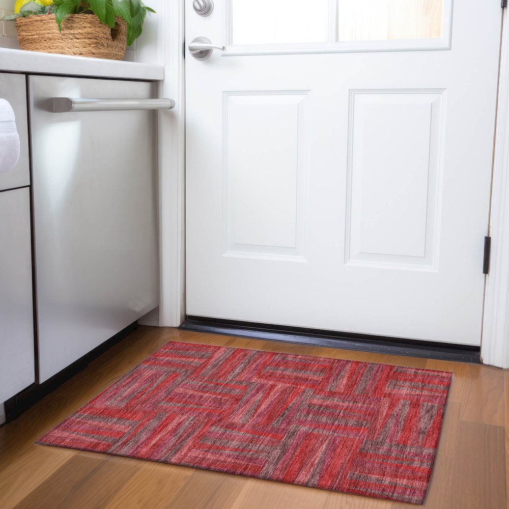 Premium Machine Washable Mayfield AMF1012 Red 1'8" x 2'6" Rug. Picture 5