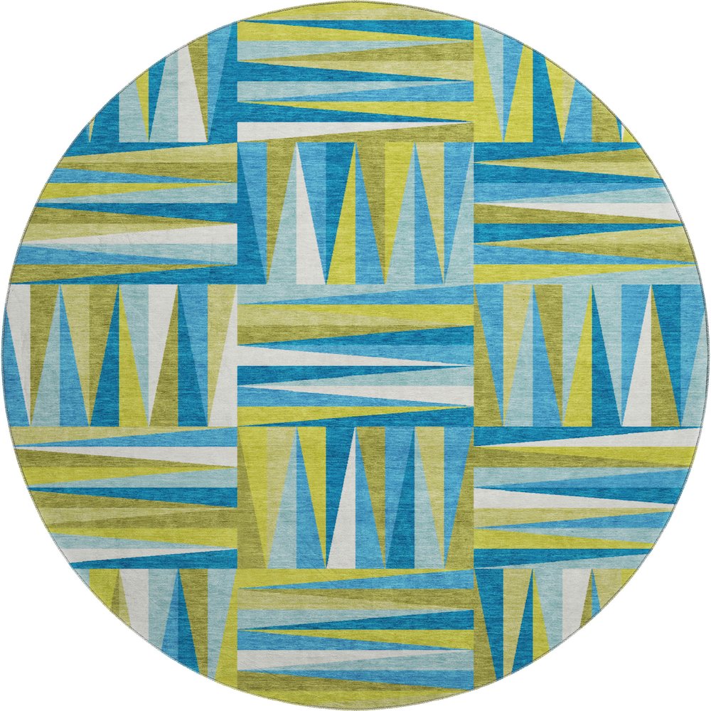 Premium Machine Washable Mayfield AMF1012 Teal 8' x 8' Round Rug. Picture 1