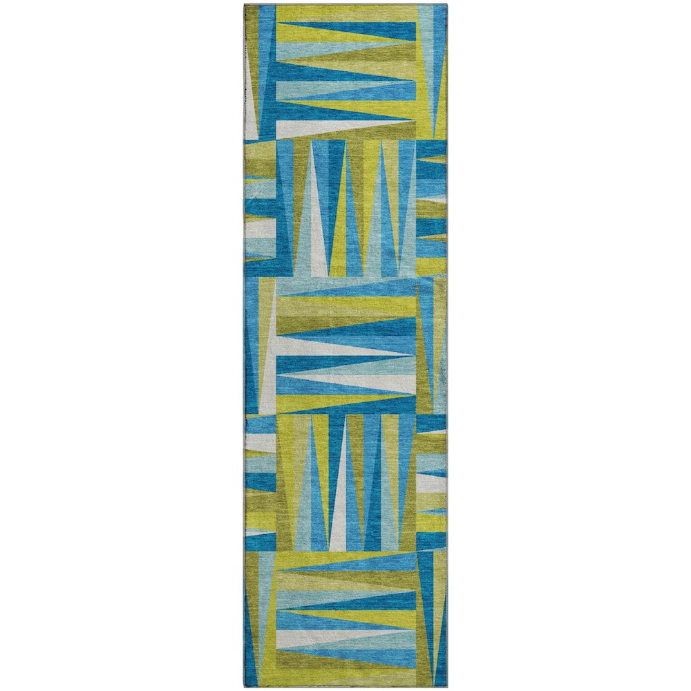 Premium Machine Washable Mayfield AMF1012 Teal 2'3" x 7'6" Runner Rug. Picture 1