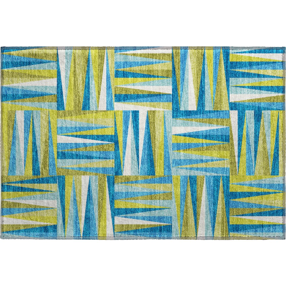 Premium Machine Washable Mayfield AMF1012 Teal 1'8" x 2'6" Rug. Picture 1