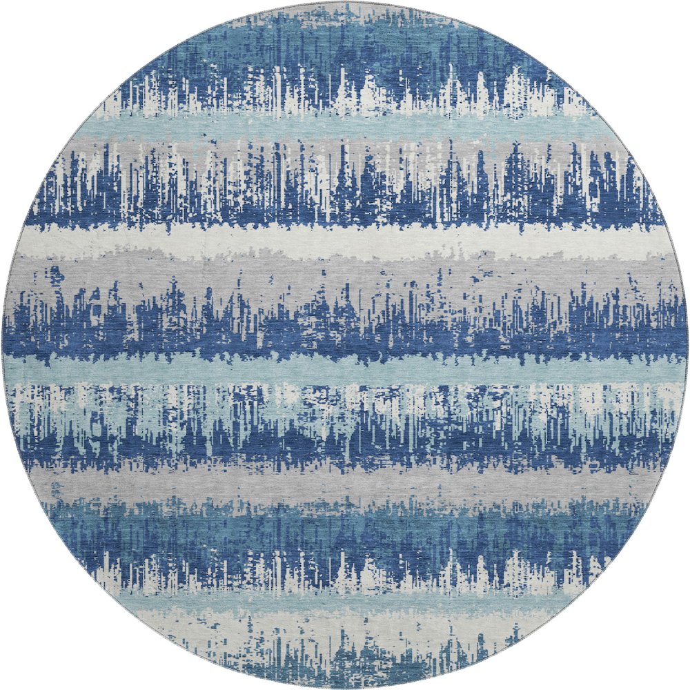 Premium Machine Washable Mayfield AMF1013 Blue 8' x 8' Round Rug. Picture 1