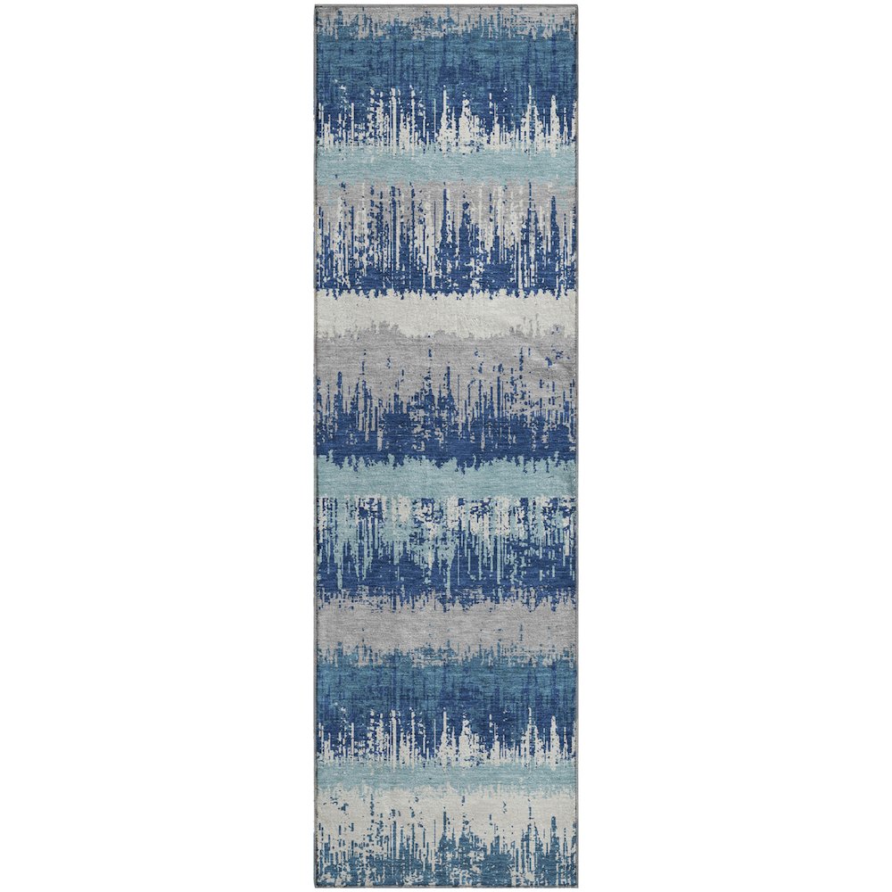 Premium Machine Washable Mayfield AMF1013 Blue 2'3" x 7'6" Runner Rug. Picture 1