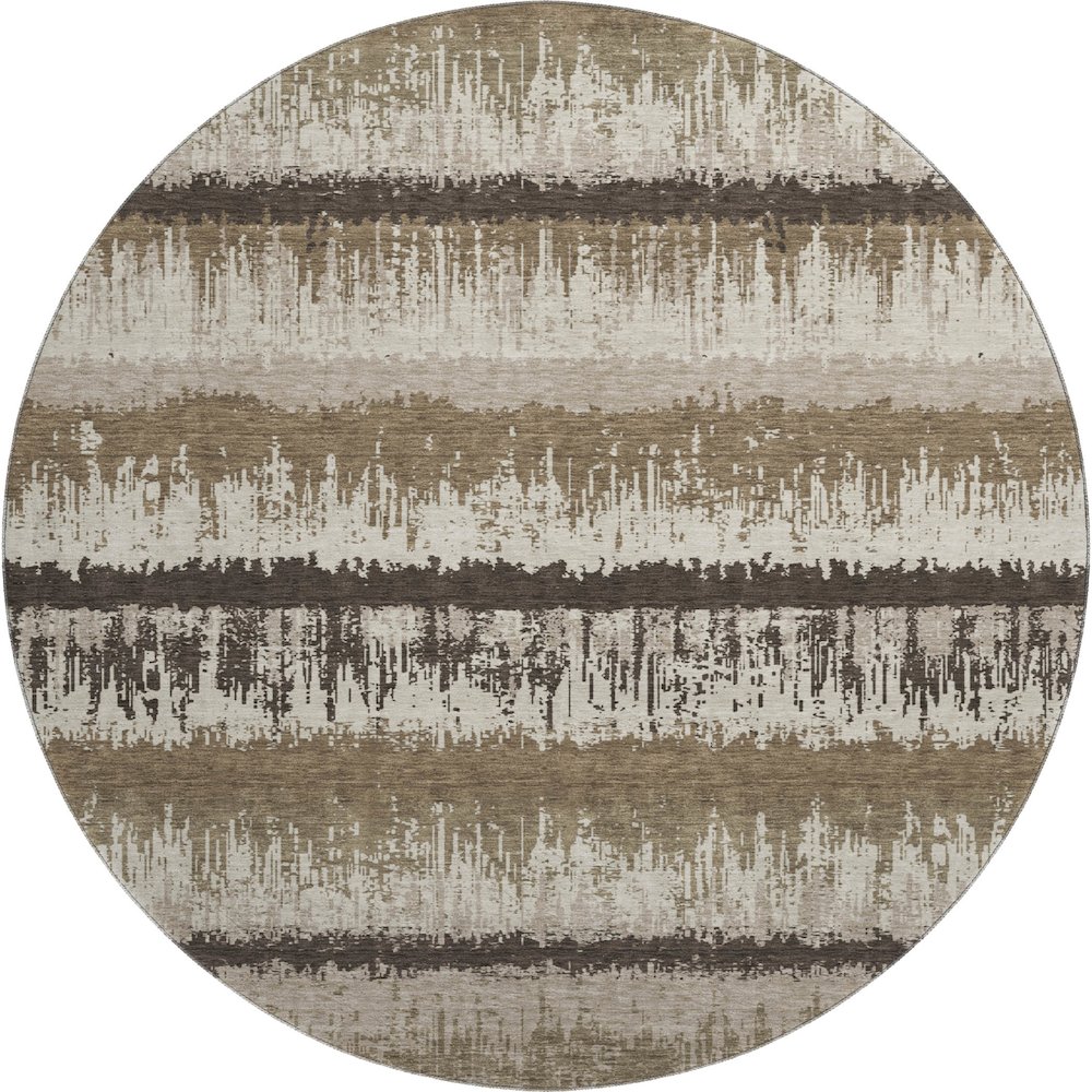 Premium Machine Washable Mayfield AMF1013 Brown 8' x 8' Round Rug. Picture 1