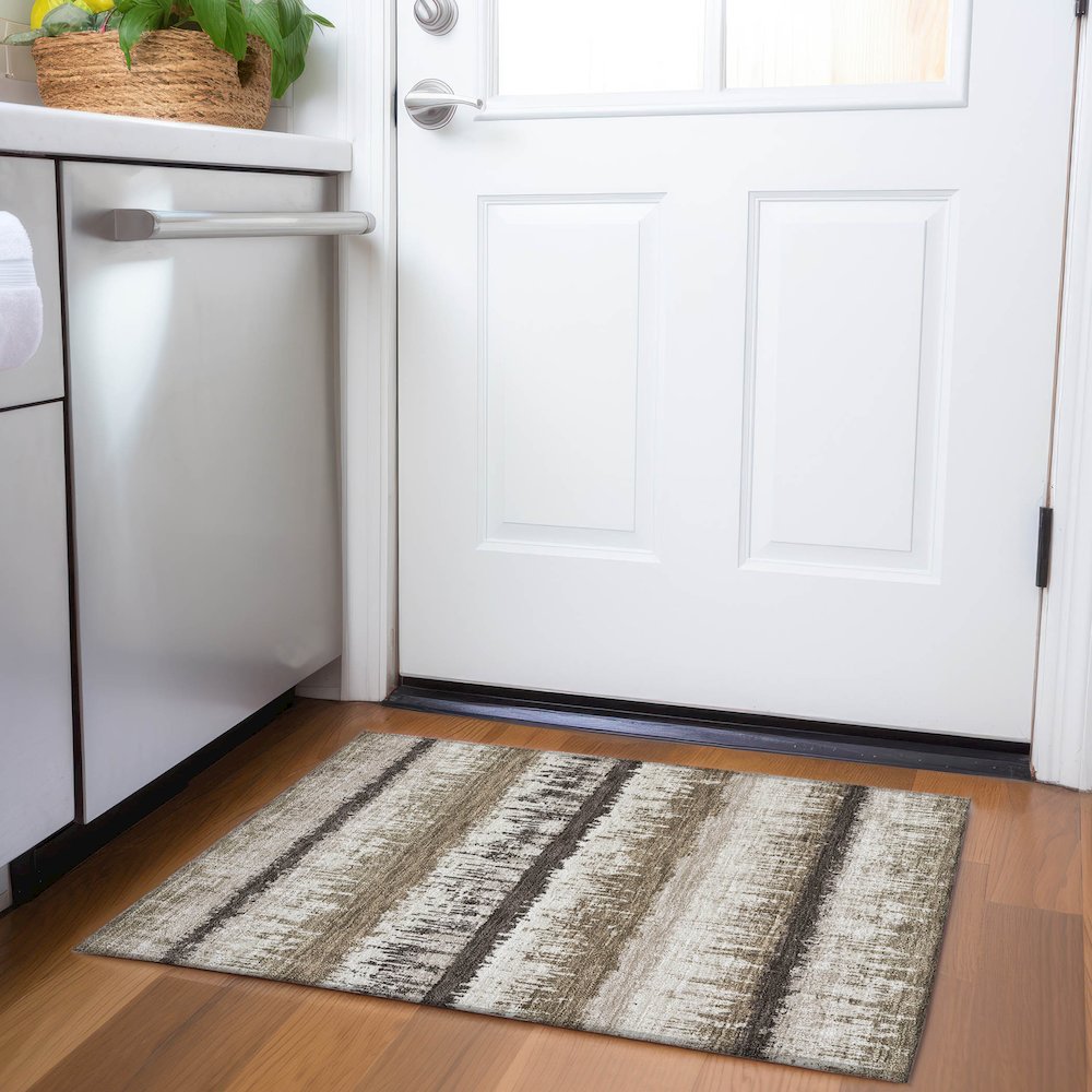 Premium Machine Washable Mayfield AMF1013 Brown 1'8" x 2'6" Rug. Picture 5