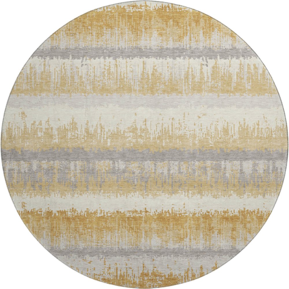 Premium Machine Washable Mayfield AMF1013 Gold 8' x 8' Round Rug. Picture 1
