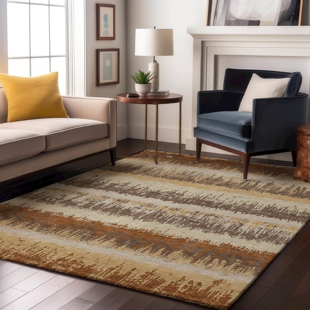Premium Machine Washable Mayfield AMF1013 Mocha 2'6" x 3'10" Rug. Picture 5