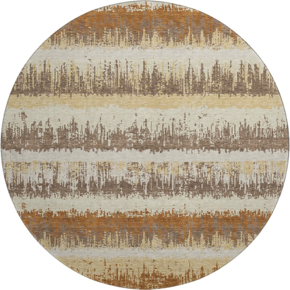Premium Machine Washable Mayfield AMF1013 Mocha 8' x 8' Round Rug. Picture 1