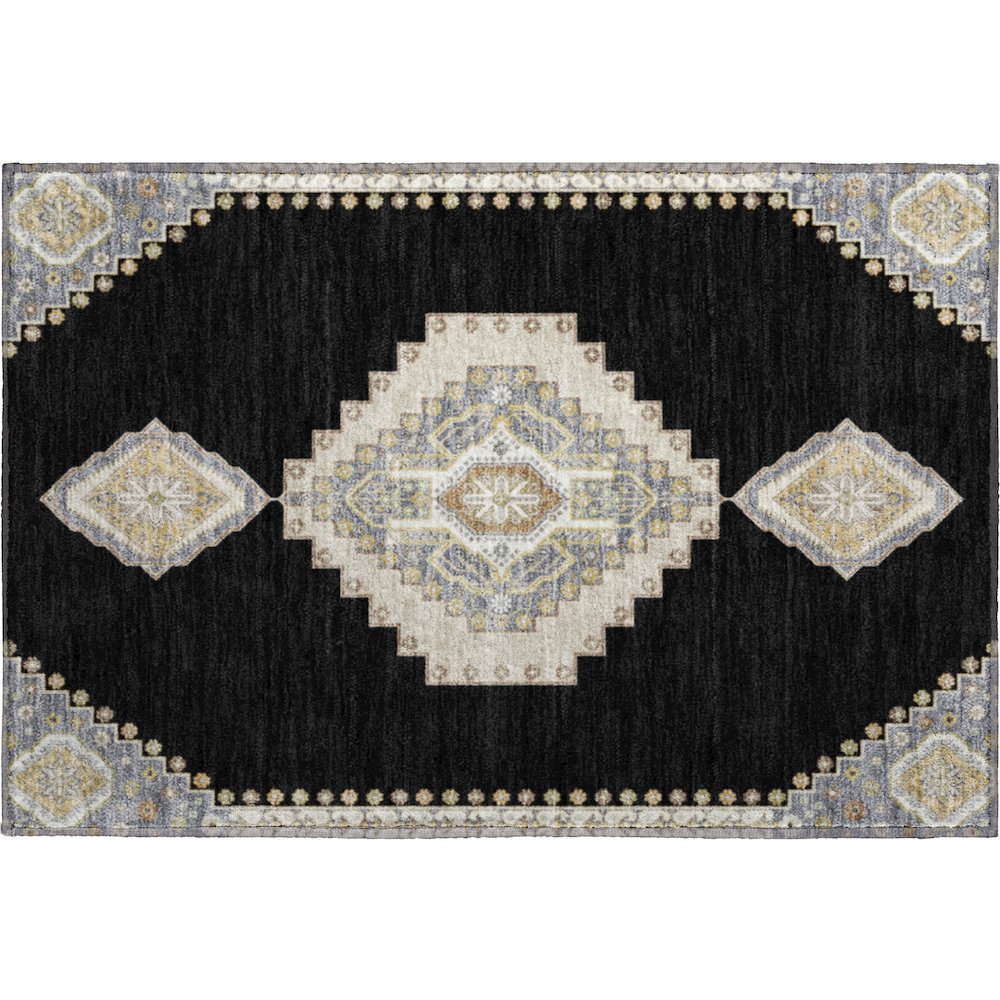 Premium Machine Washable Mayfield AMF1014 Black 1'8" x 2'6" Rug. Picture 1