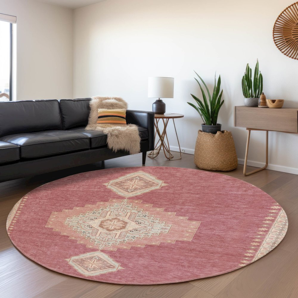 Premium Machine Washable Mayfield AMF1014 Blush 8' x 8' Round Rug. Picture 5