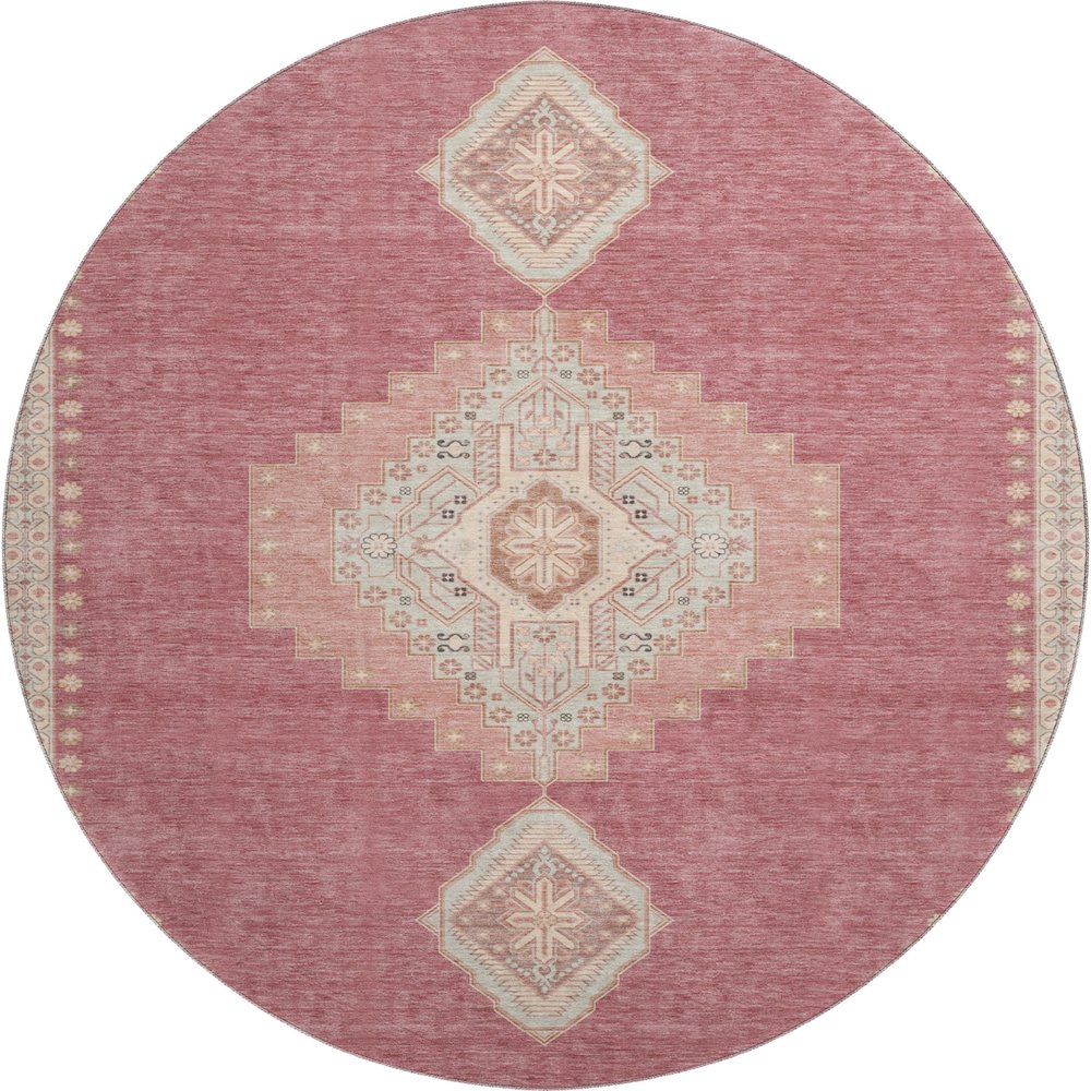 Premium Machine Washable Mayfield AMF1014 Blush 8' x 8' Round Rug. Picture 1