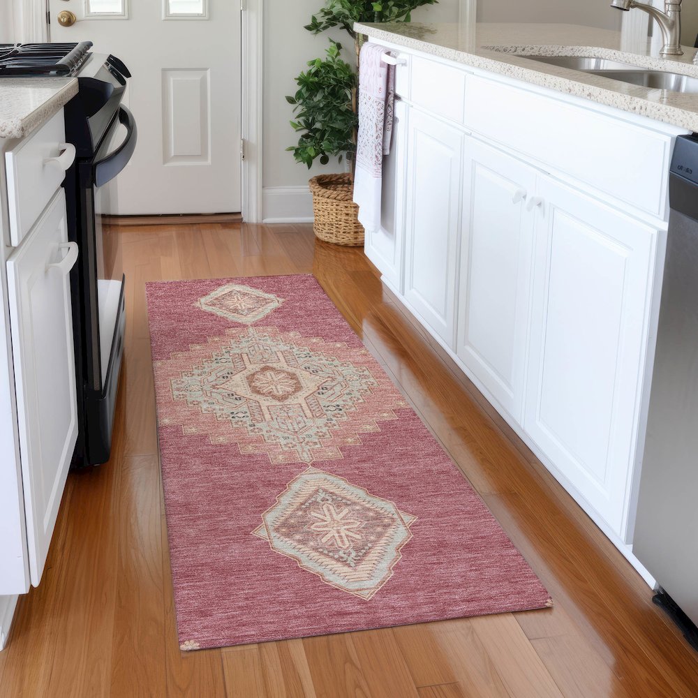 Premium Machine Washable Mayfield AMF1014 Blush 2'3" x 7'6" Runner Rug. Picture 5