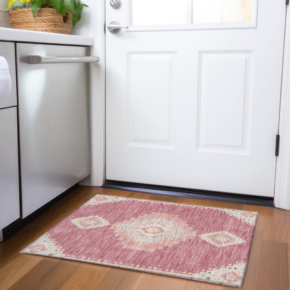 Premium Machine Washable Mayfield AMF1014 Blush 1'8" x 2'6" Rug. Picture 5
