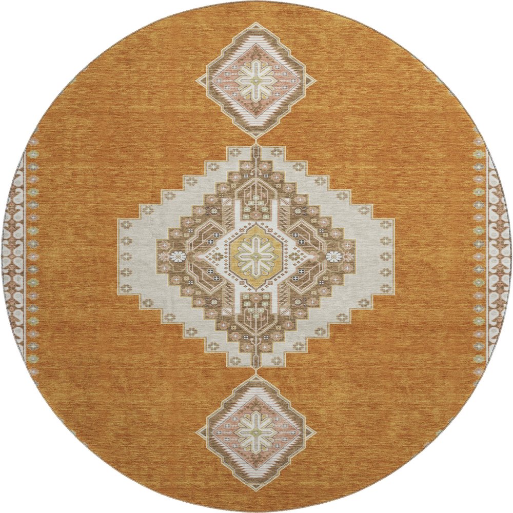 Premium Machine Washable Mayfield AMF1014 Copper 8' x 8' Round Rug. Picture 1