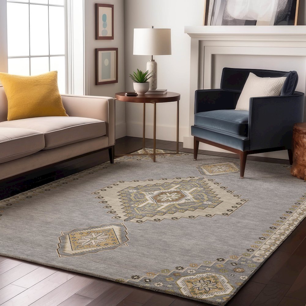 Premium Machine Washable Mayfield AMF1014 Gray 2'6" x 3'10" Rug. Picture 5