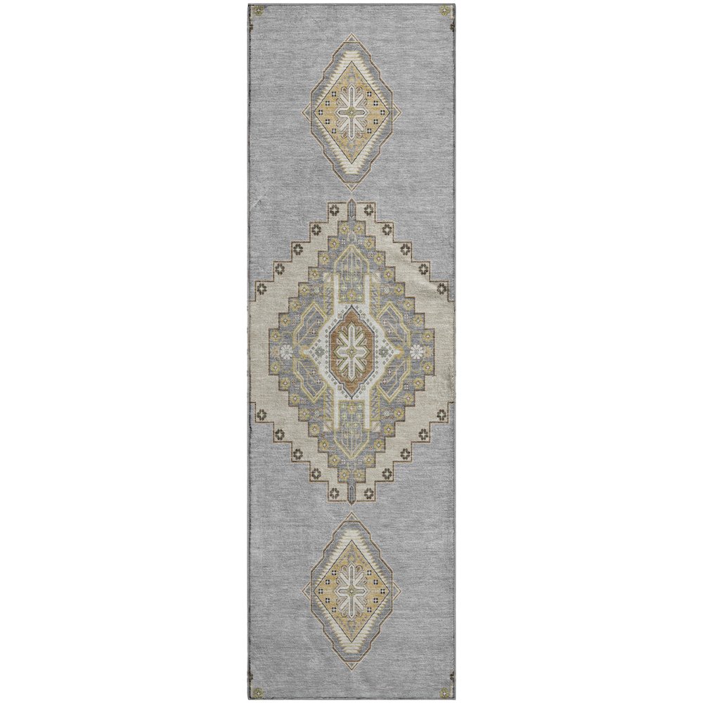 Premium Machine Washable Mayfield AMF1014 Gray 2'3" x 7'6" Runner Rug. Picture 1