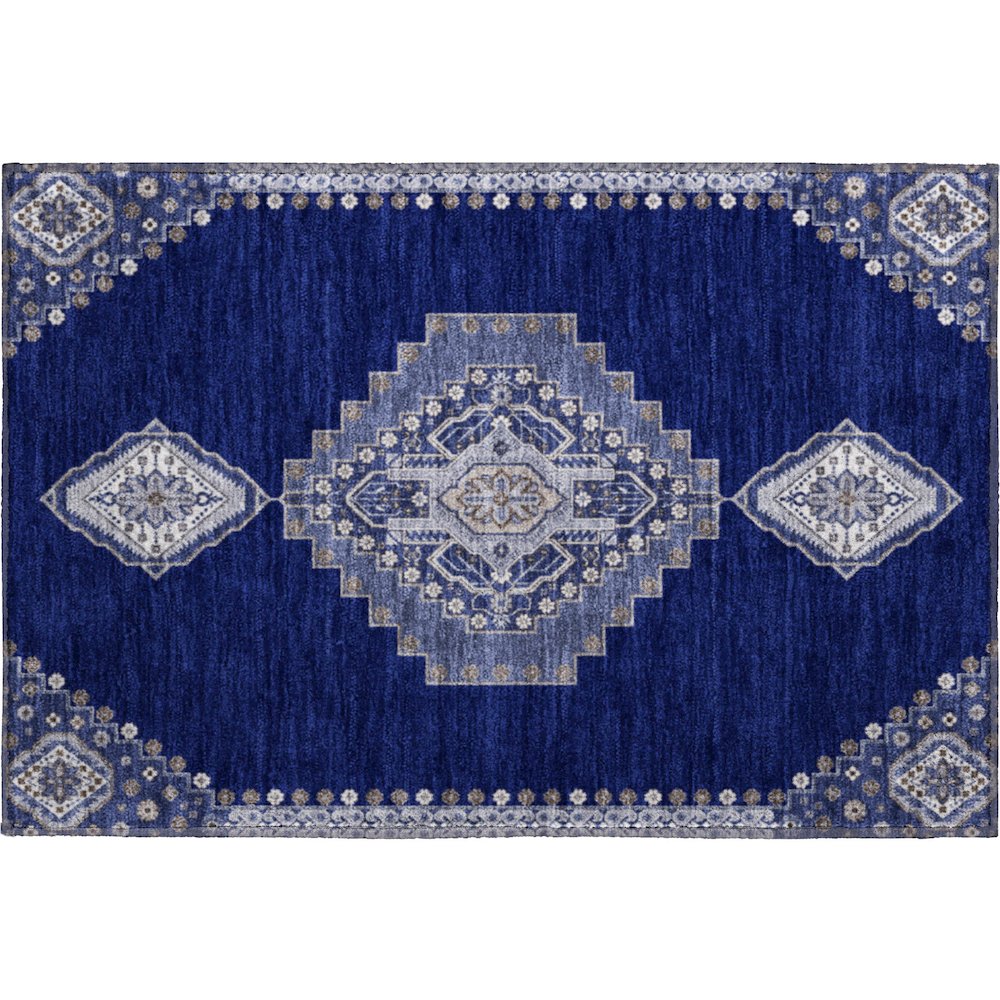 Premium Machine Washable Mayfield AMF1014 Navy 1'8" x 2'6" Rug. Picture 1