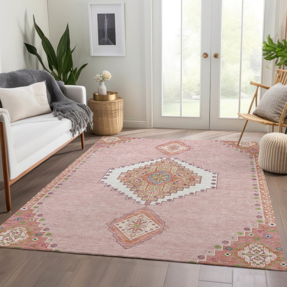 Premium Machine Washable Mayfield AMF1014 Pink 2'6" x 3'10" Rug. Picture 6