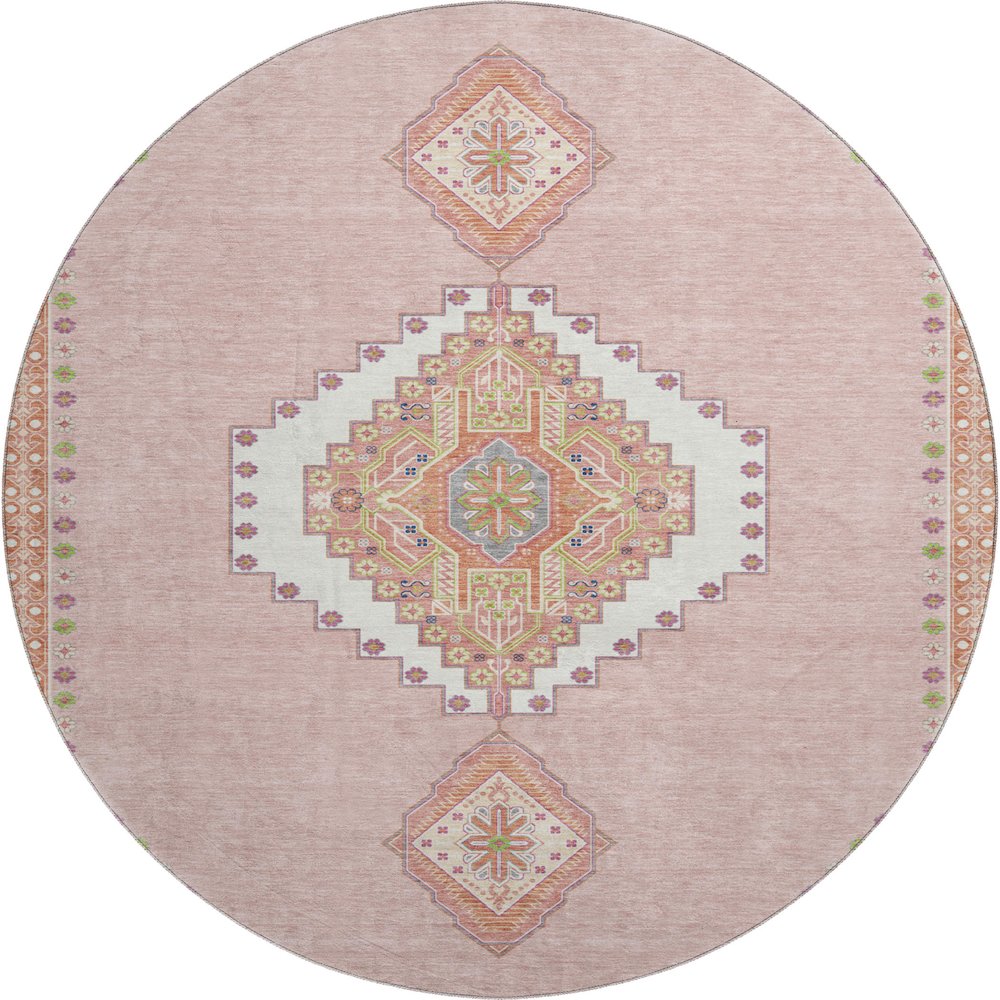 Premium Machine Washable Mayfield AMF1014 Pink 8' x 8' Round Rug. Picture 1