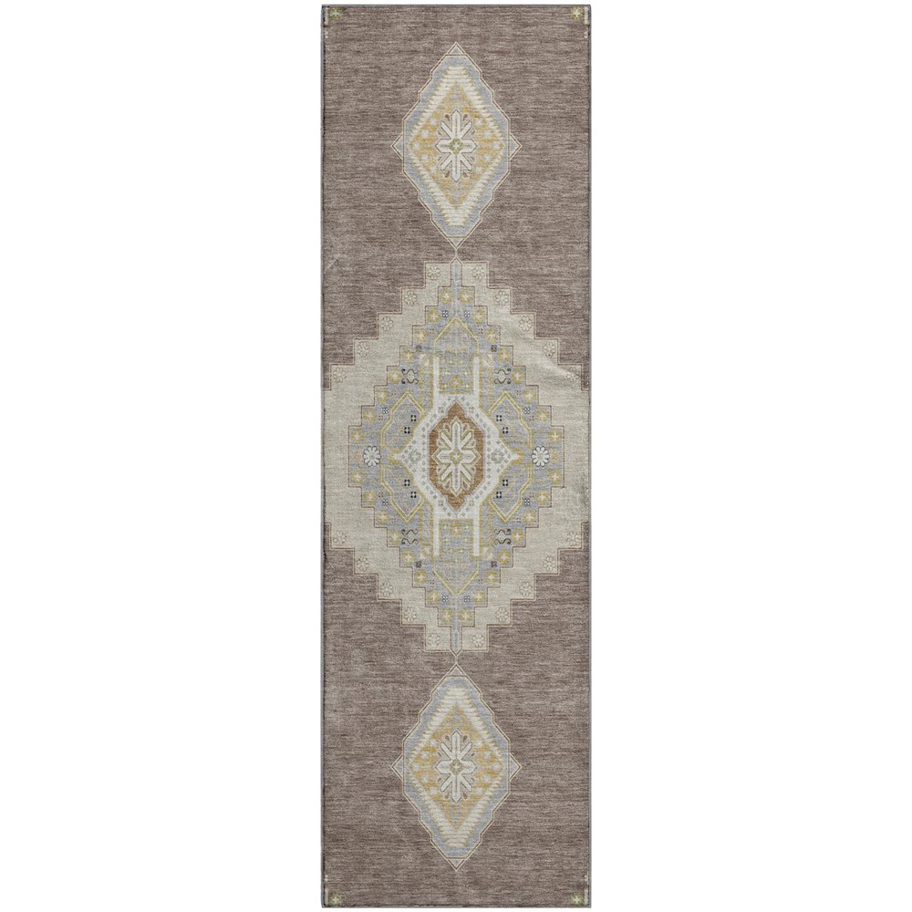 Premium Machine Washable Mayfield AMF1014 Taupe 2'3" x 7'6" Runner Rug. Picture 1