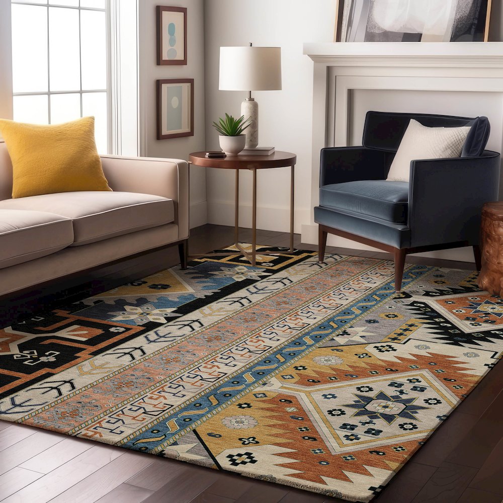 Premium Machine Washable Mayfield AMF1015 Black 2'6" x 3'10" Rug. Picture 5