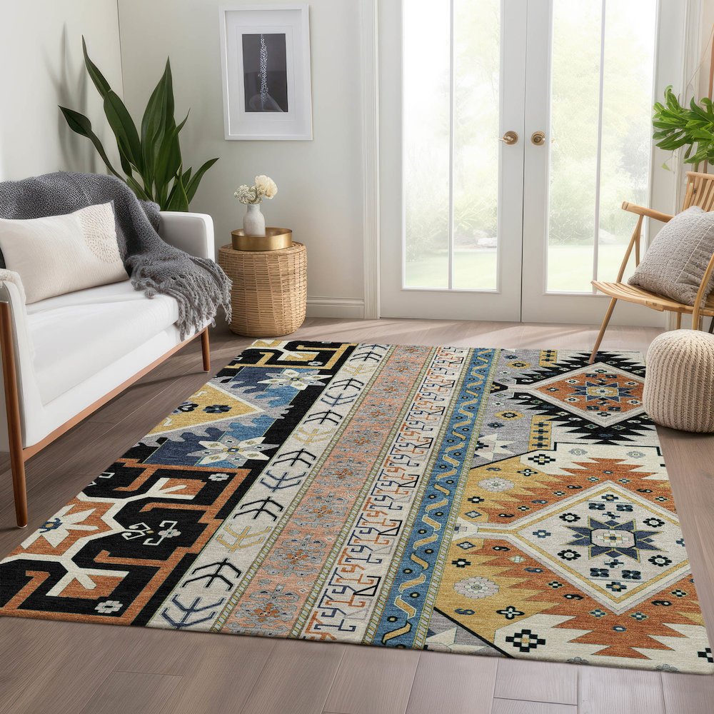 Premium Machine Washable Mayfield AMF1015 Black 2'6" x 3'10" Rug. Picture 6