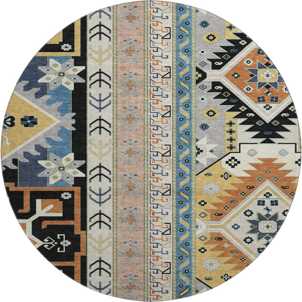 Premium Machine Washable Mayfield AMF1015 Black 8' x 8' Round Rug. Picture 1