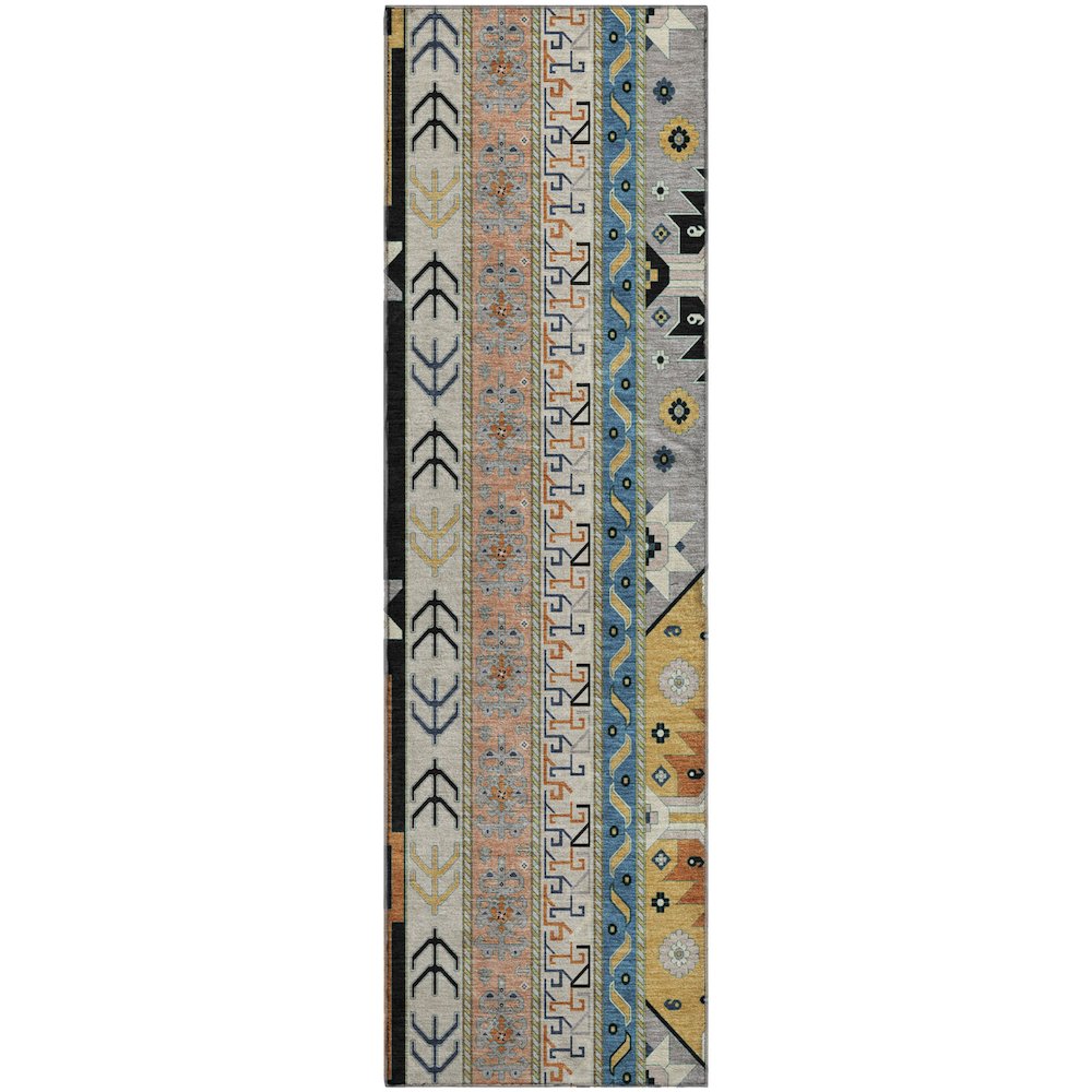 Premium Machine Washable Mayfield AMF1015 Black 2'3" x 7'6" Runner Rug. Picture 1