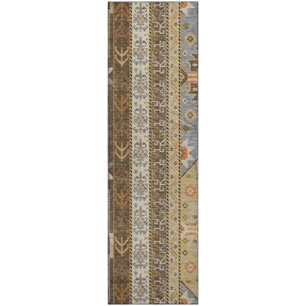 Premium Machine Washable Mayfield AMF1015 Brown 2'3" x 7'6" Runner Rug. Picture 1