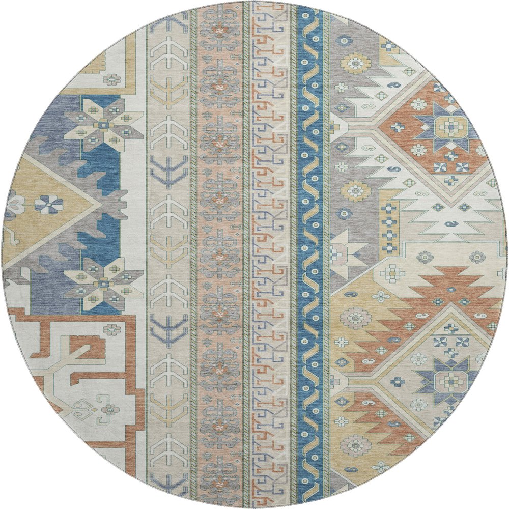 Premium Machine Washable Mayfield AMF1015 Ivory 8' x 8' Round Rug. Picture 1