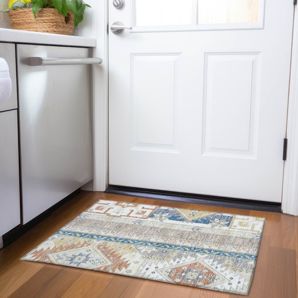 Premium Machine Washable Mayfield AMF1015 Ivory 1'8" x 2'6" Rug. Picture 5